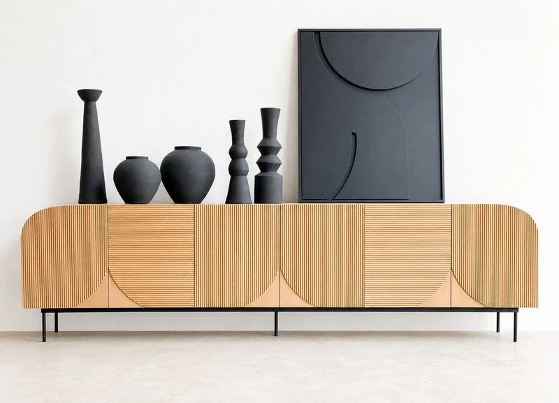 BUFFET NÉO — Bois mdf plaqué noyer